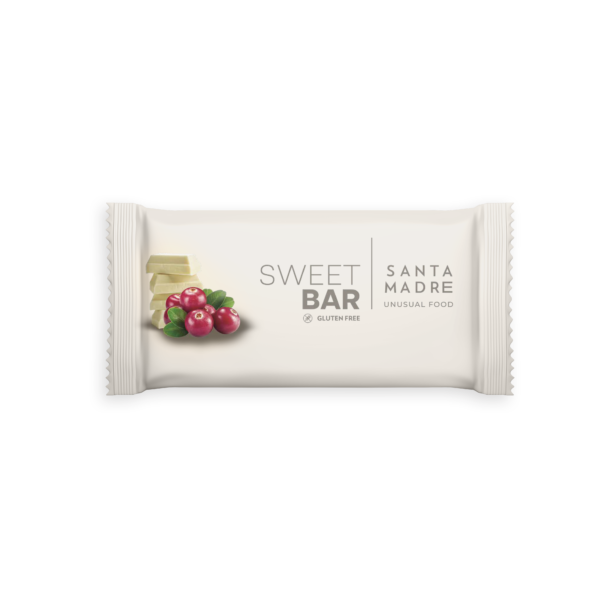 Barrita energética chocolate blanco arándanos packaging